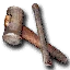 Small hammer and chisel for carving stone